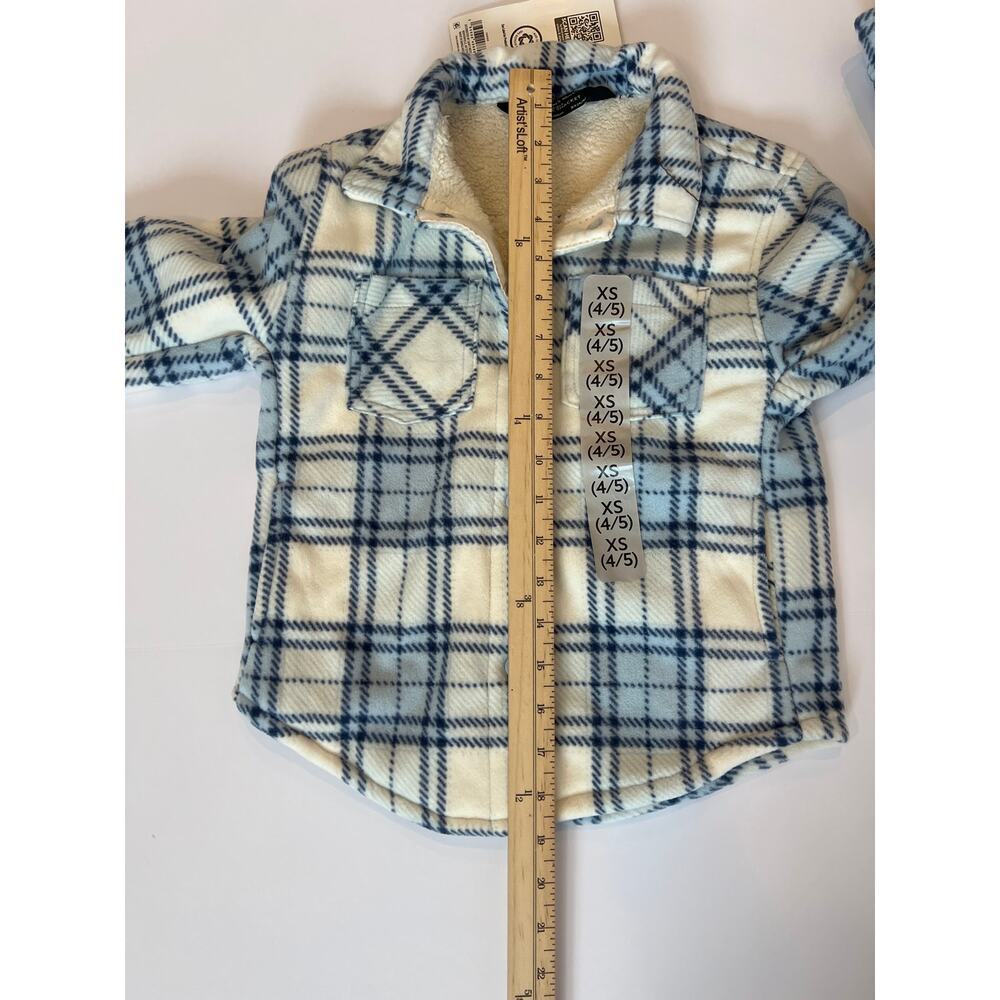 Members Mark Girls Sherpa Lined Shacket Blue Cream Size XS (4/5) NWT - Picture 13 of 16